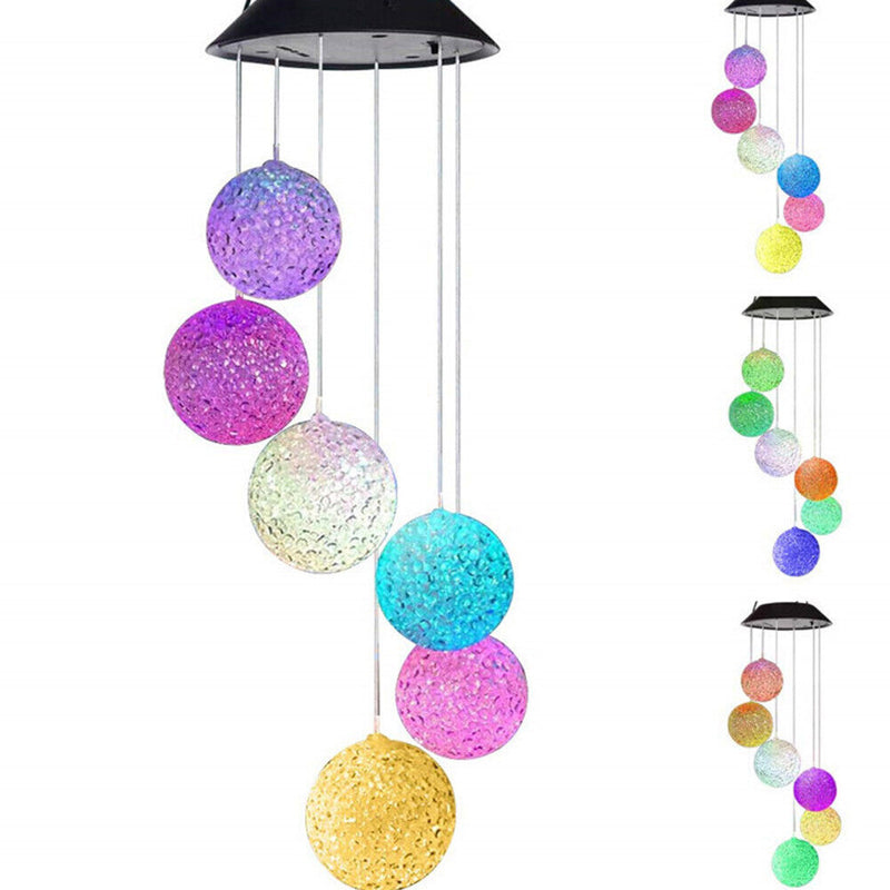 Solar Wind Chime Ball Light LED Waterproof Outdoor Courtyard Garden Decor Newly