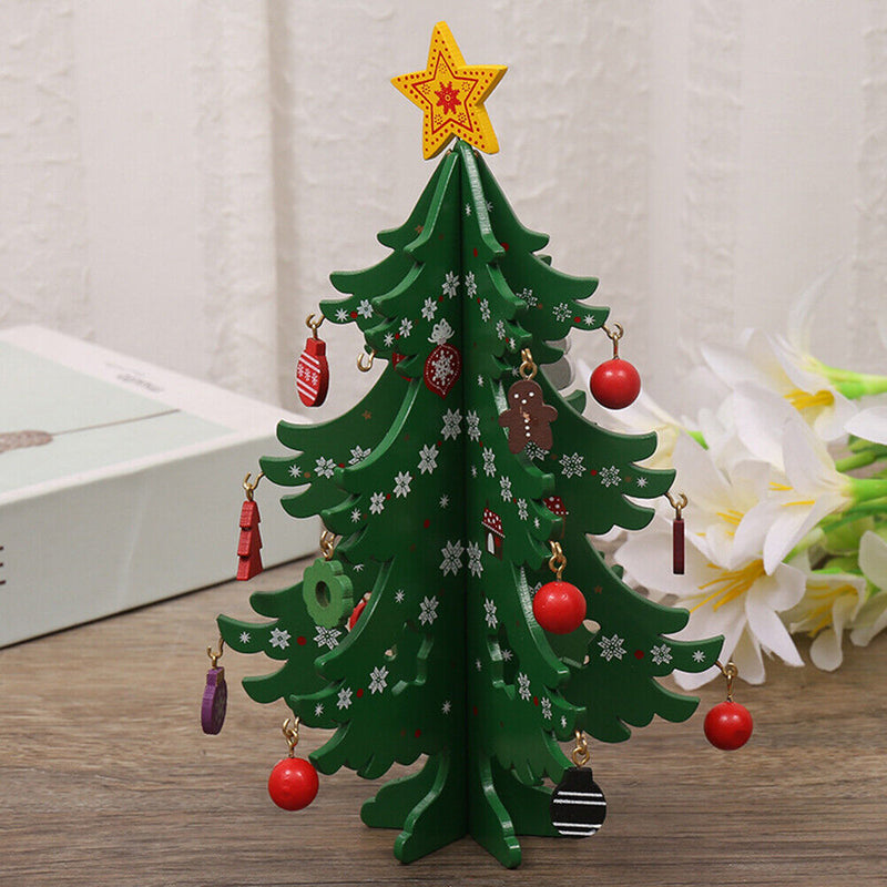Mini Christmas Tree Decoration Wood Landscaping Craft Home Desktop Ornament