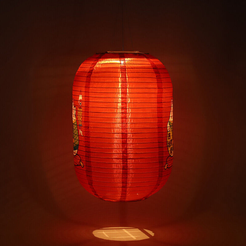 #A Solar Lanterns Chinese Japanese Print Hanging Lamp Outdoor Garden Party Light