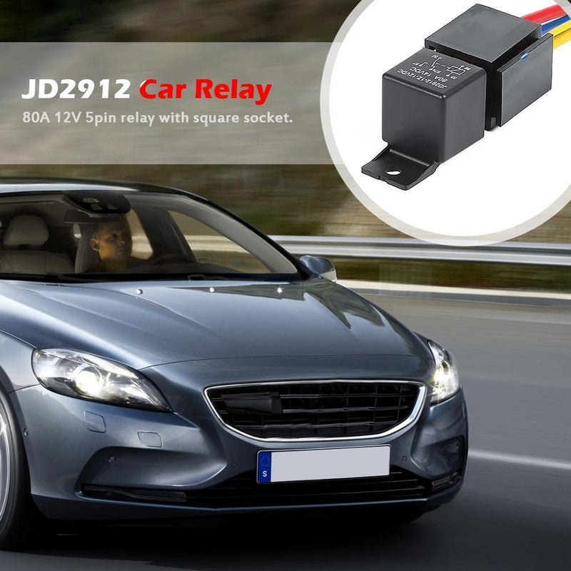 JD2912 12V DC 80A 5 Pin Relay with 5 Wire Socket Universal for Automobile C