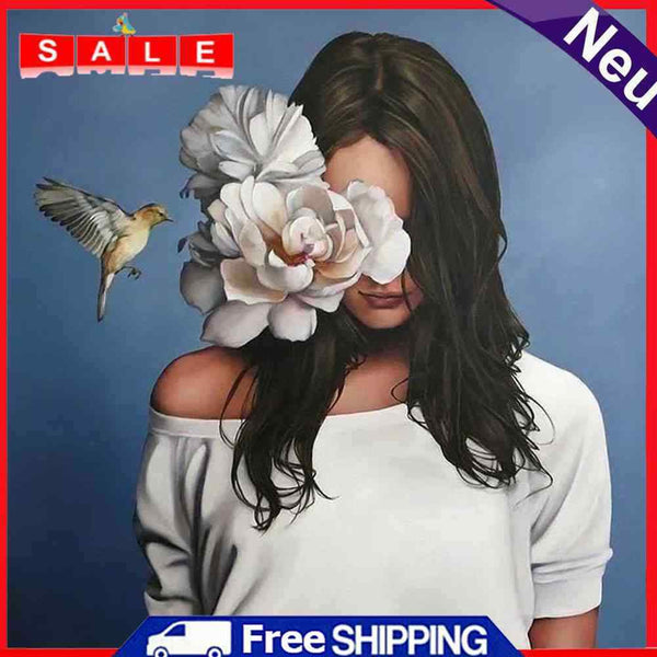 Flower Girl Oil Paint by Numbers Hand Painted Frameless Picture Home Ornament