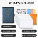 A6 Budget Binder Kit 6-Ring / PU Leather Money Organizer for Cash (Blue) Newly