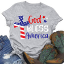 Independence Day Print Cross Letter T-Shirt (Light Grey M)