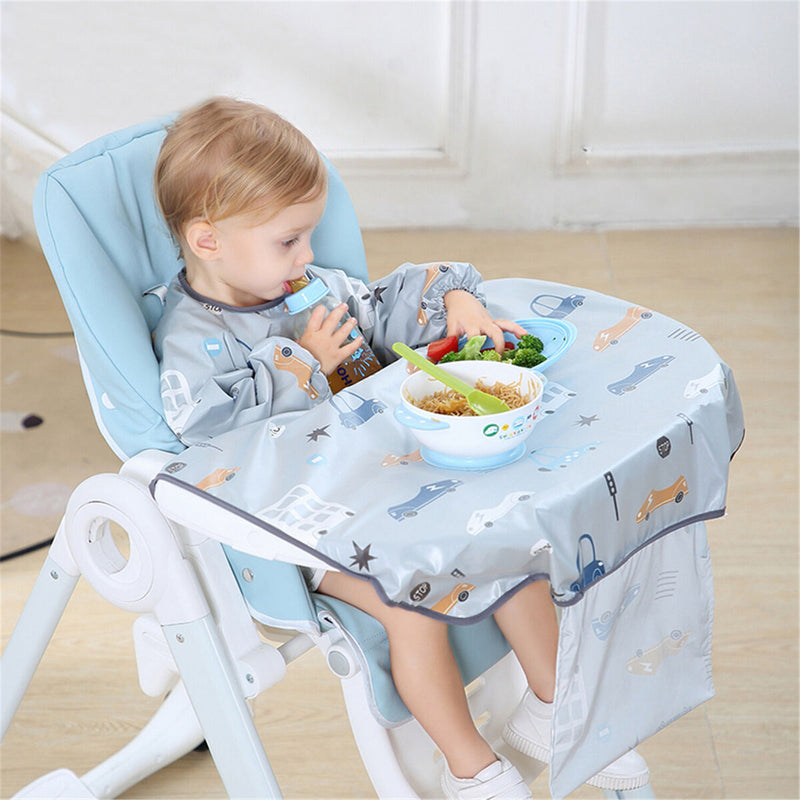 Waterproof Highchair Kids Long Sleeves Baby clothes Weaning Bib Baby Bibs