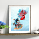 5D DIY Full Drill Round Shape Fish Rhinestone Diamond Drawing Home Decoration