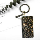 PU Leather Phone Wallet Wristlet Bangle Tassel O Keychain Leopard Women Clutches