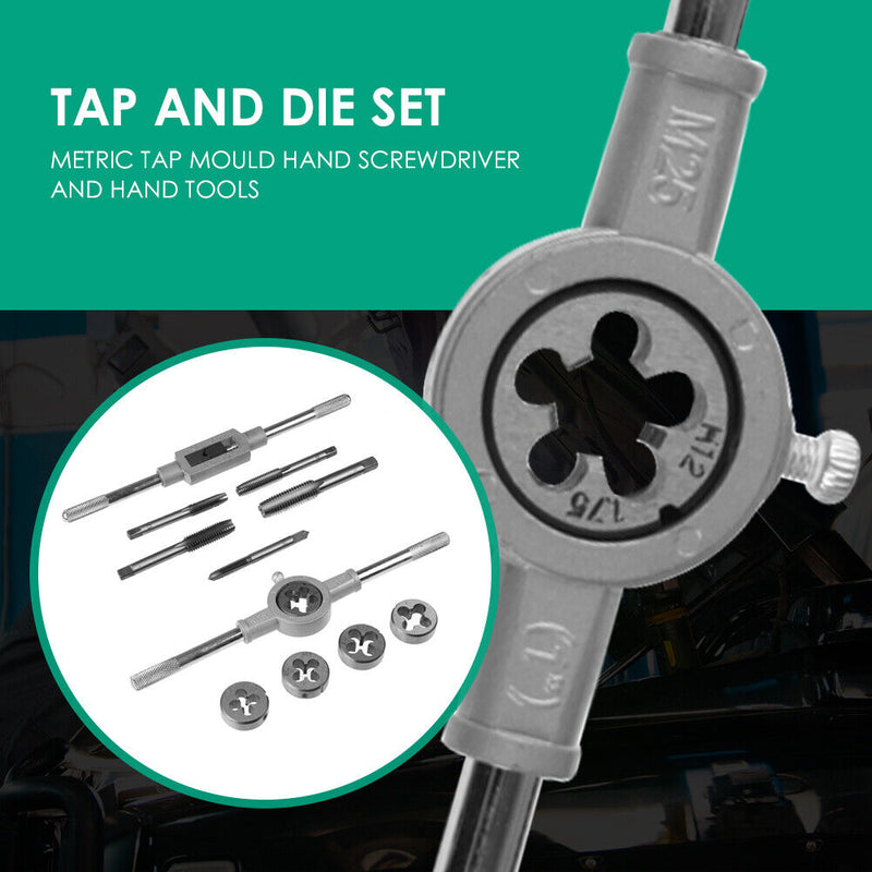 Multi-function Screw Tap Die Set Thread Cutting Tapping Hand Tool (12pcs)
