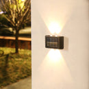 2x Solar Wall Lamp Outdoor Balcony Fence Path Garden Decor (Warm 4LED) Newly