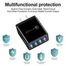 LED Mobile Phone Wall Chargers 4 Ports USB Tablet Charger Adapter (Black)