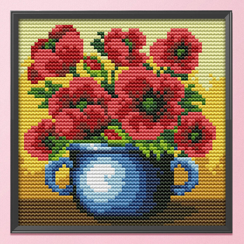 14CT Stamp Cross Stitch Kits DIY Flowers Printed Needlework Decor (H535)