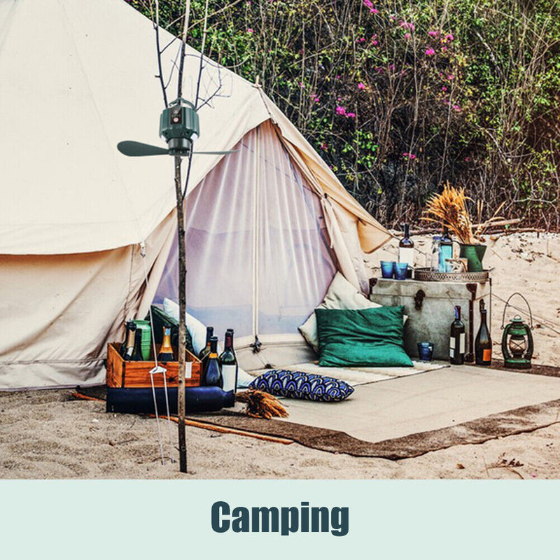 Cooling Fan Wireless Remote Control Camping Tent Ceiling Fan with LED Light