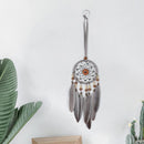 Grey Feathers Beads Wall Hanging Dream Catcher Door Pendant Pure Handmade Dreamc
