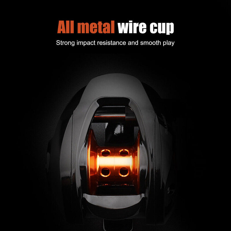 Low Profile Baitcasting Fishing Reel 18+1 BBs Metal Line Cup Wheel (Left) Newly