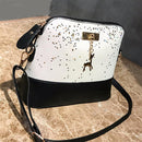 Shell Shoulder Handbag Women Shining Sequins PU Leather Messenger Bag/White