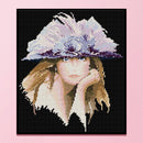 14CT Full Cross Stitch Purple Hat Lady Stamped DIY Embroidery Kits Crafts