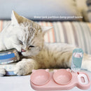 Pet Cat Double Bowl Automatic Feeder Food Drinking Water Fountain (Pink)