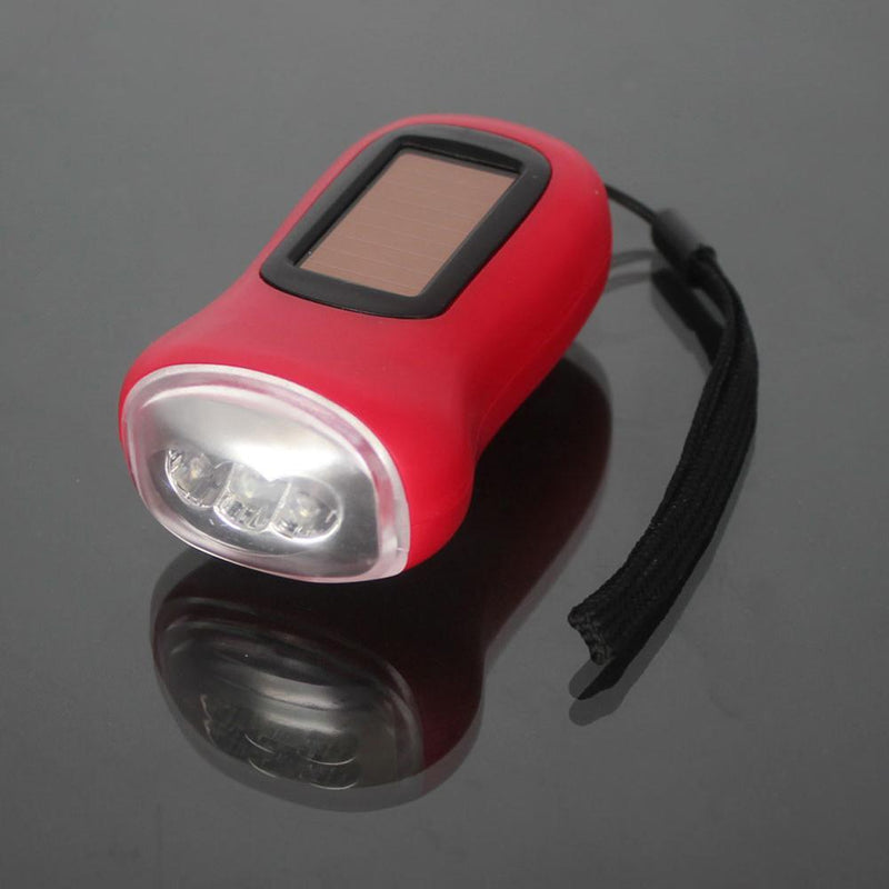 Hand Crank Solar Dynamo Torch Lamp Outdoor Emergency LED Flashlight (red)