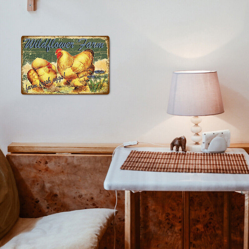Farm Chicken Metal Retro Tin Sign Poster Wall Plate for Living Room Bar Club