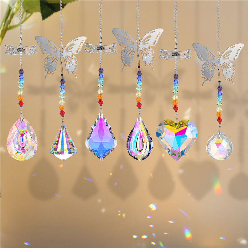 Crystal Ornament 6pcs Crystal Window Hanging Decoration - Dragonfly / Butterfly