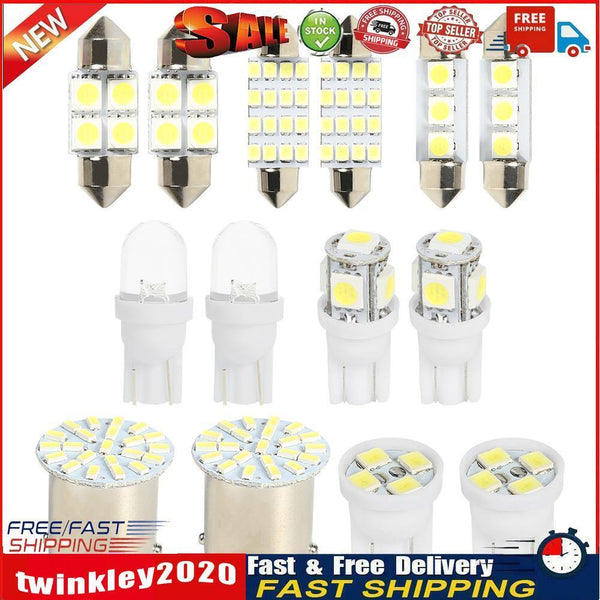 14Pcs LED Interior Package Kit For T10 36mm Map Dome License Plate Lights Newly