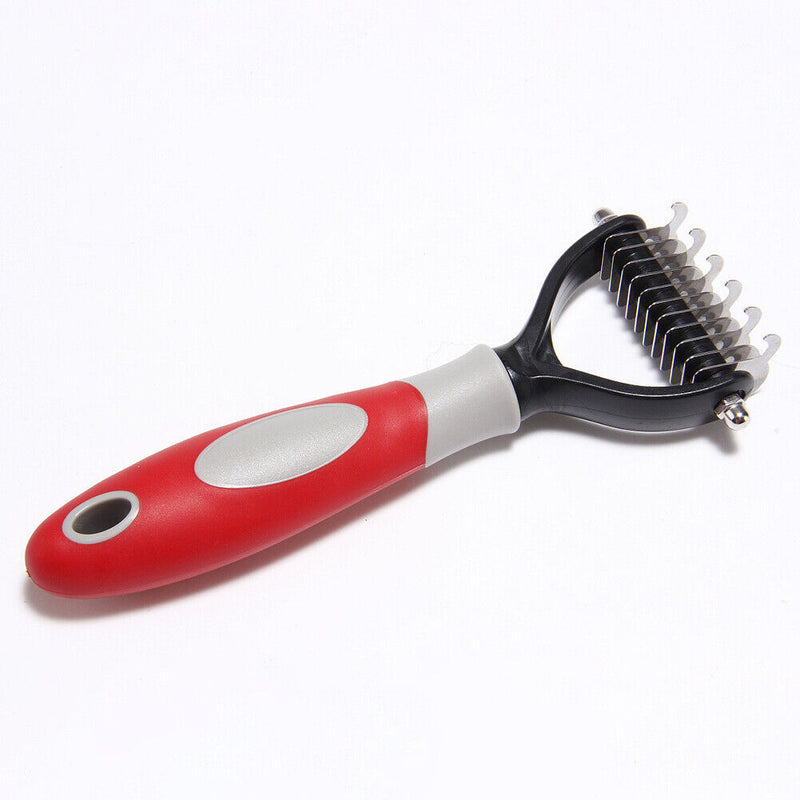 Pet Deshedding Brush Cat Dog Hair Grooming Care Comb Hair Shedding (Red M)