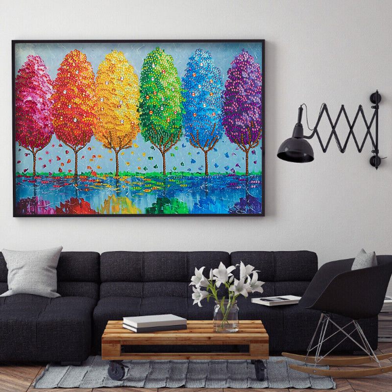Diamond Painting 5D DIY Colorful Tree Partial Special Drill Rhinestone Kit Newly