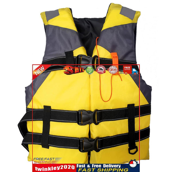 Adults Floating Jacket Lightweight Life Vest for Fishing Swimming (Yellow) Newly