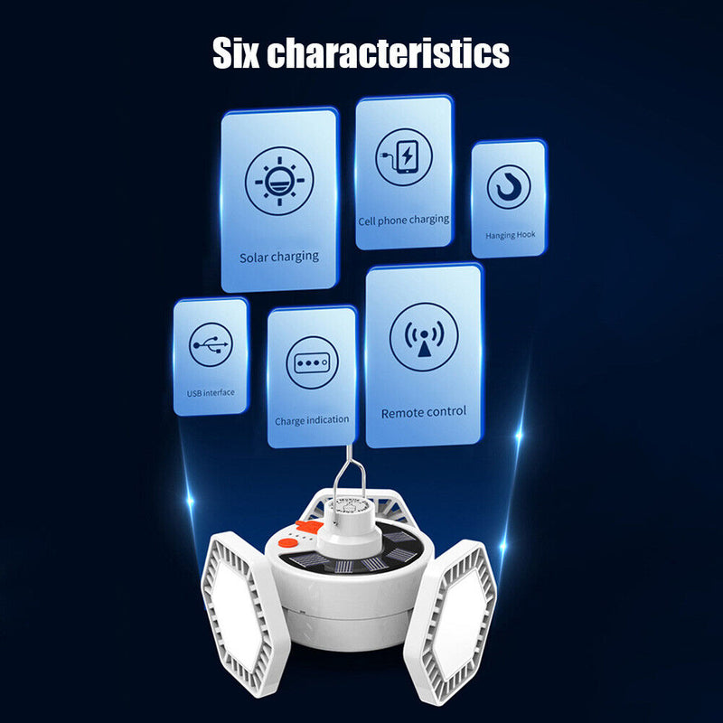 3-Sided Stable Camping Light, Rechargeable USB Emergency Lamp with Hook for d