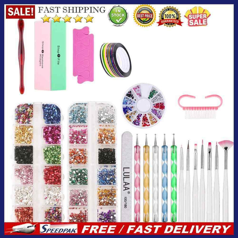 Pro Nail Tool Kit UV Gel Painting Pen Brush Electric Dryer Machine Set (01)