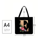 Alphabet flowers Printed Shoulder Shopping Bag Casual Large Tote Handbag E
