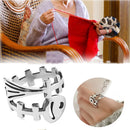 Guides Finger Wear Opening Fish Bone Shape Sewing Crochet Loop Knitting Ring
