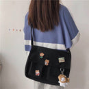 Women Crossbody Bags Canvas Handbags Pendant Badges Messenger Pouch for Shopping