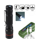 Zoom Flashlight Camping Lamp Rechargeable USB Pen Clip Illuminated Flashlight