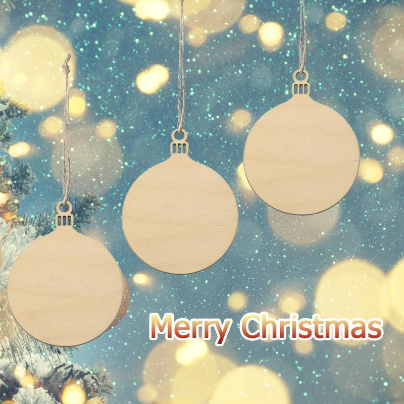50pcs Wooden Christmas Pendents Xmas Tree Hanging Ornaments Wedding Decor