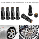 4pcs Car Tubeless Tyre Valve Stems Aluminum Tire Air Valve Stems (Black) Newly