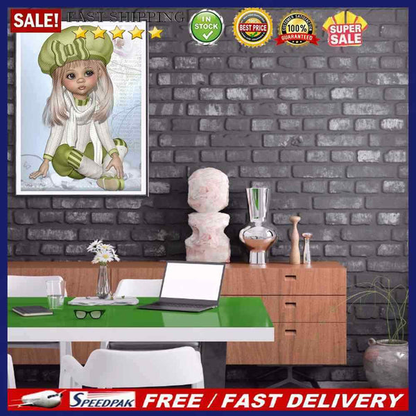5D DIY Green Suit Girl Diamond Painting Kits Full Round Drill Wall Decor Crafts