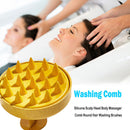Silicone Scalp Head Body Massager Comb Round Hair Washing Brushes (Yellow) Newly