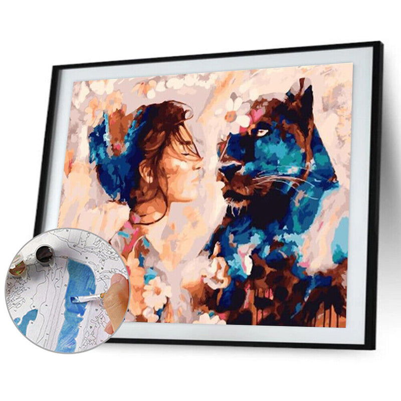 DIY Digital Picture Girl and Beast Frameless Painting By Number Set Handicraft