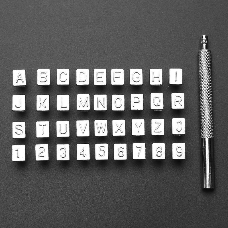 36pcs Steel Punch Alphabet Letter Number Stamper Set Leather Tool (6.5mm) Newly
