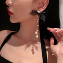 Long Trendy Rhinestone Elegant Jewelry Pendant Bow Earring
