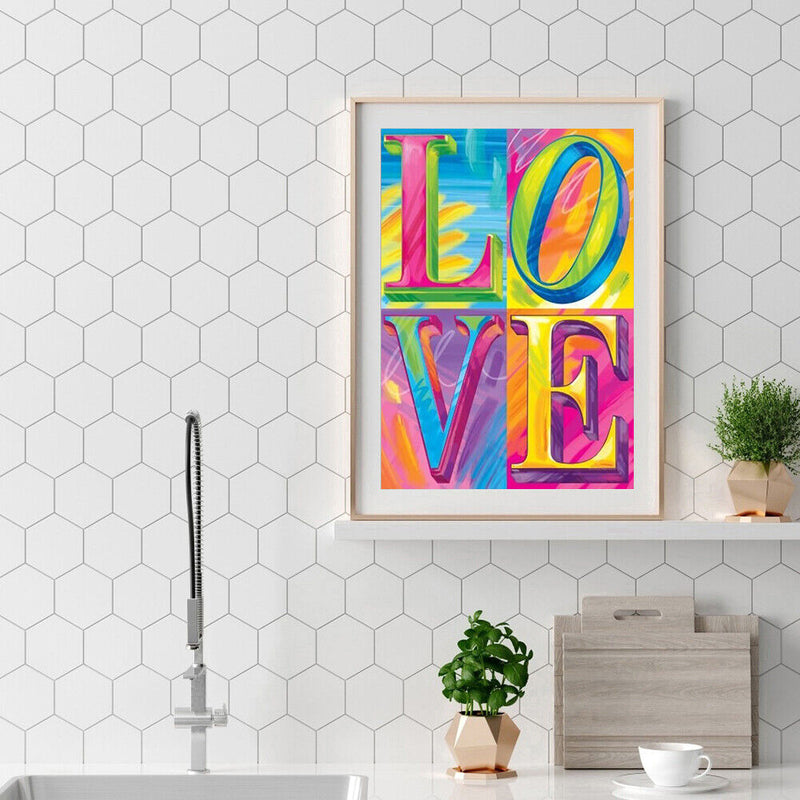 Oil Paint By Numbers Word Of Love Coloring Picture Digital Drawing L270