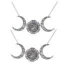 Jewelry Goddess Women Pentacle Pentagram Pendant Choker Triple Moon Necklace