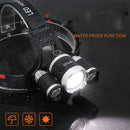 Three Headlights Hunting Fishing Headlamp USB Rechargeable Camping Head Torch