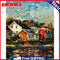 River House Frameless Picture Oil Paint By Numbers Hand Painted Picture Kit