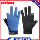 5pcs 2 Cut Finger Fishing Anti-Brief Breathable Cycling Gloves (Blue)