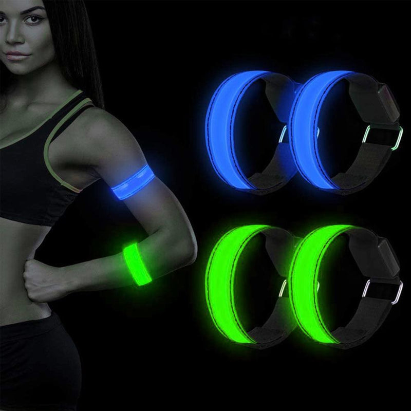 LED Luminous Bracelet Cycling Reflective Warning Wristbands (Green)