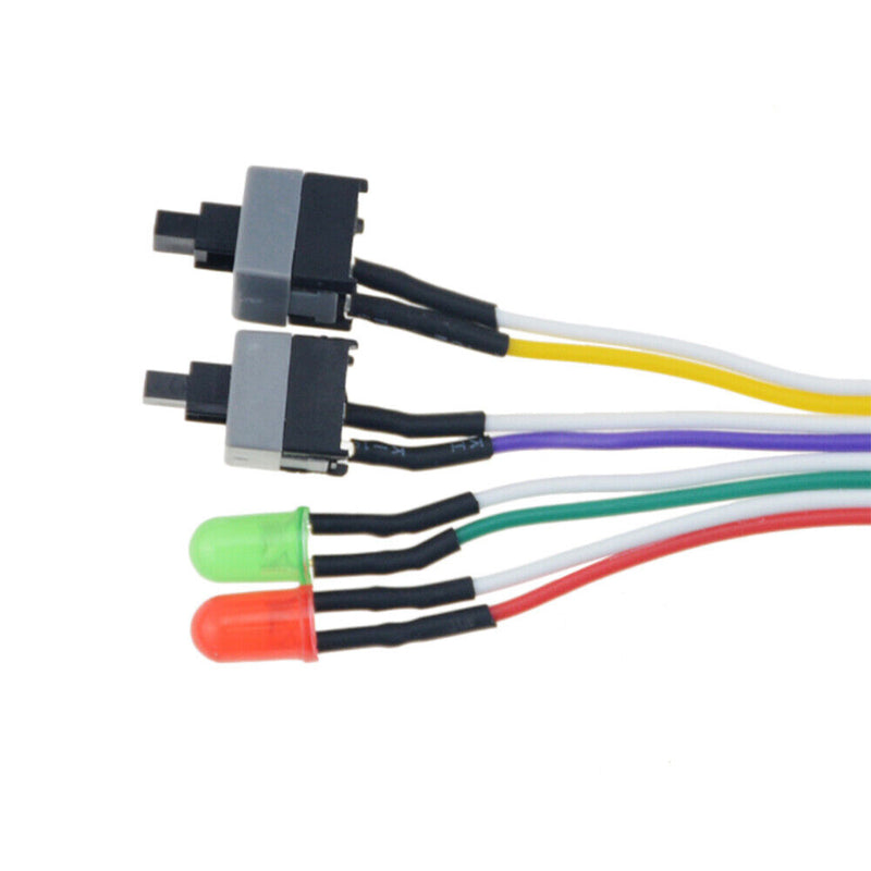 ATX PC Compute Motherboard Power Cable 2 Switch On/Off/Reset w/LED Light 65cm