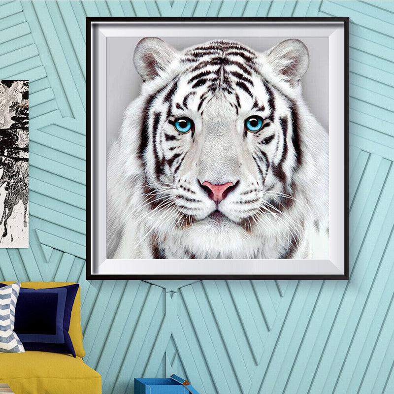 5D Diamond Painting Kit White Tiger Full Round Drill DIY Decorative Rhinestone