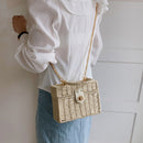 Summer Rattan Straw Shoulder Bag Women Girl Boho Basket Beach Square Box Handbag