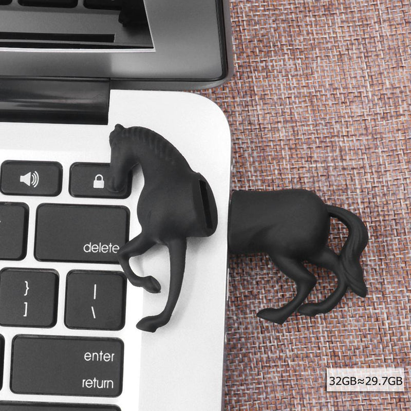 Black Horse Shape USB 2.0 Flash Drive Pendrive U Disk for PC Computer (32GB